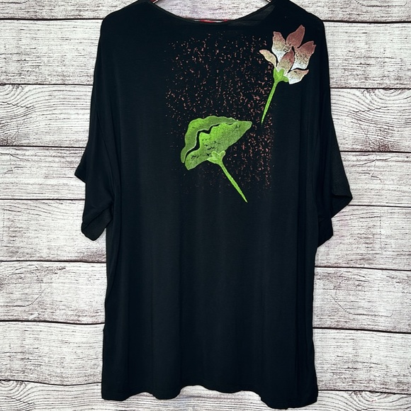 Raffi Hand Painted Silk NWT Water Lilies Floral Tunic Top Size Large - Picture 3 of 9